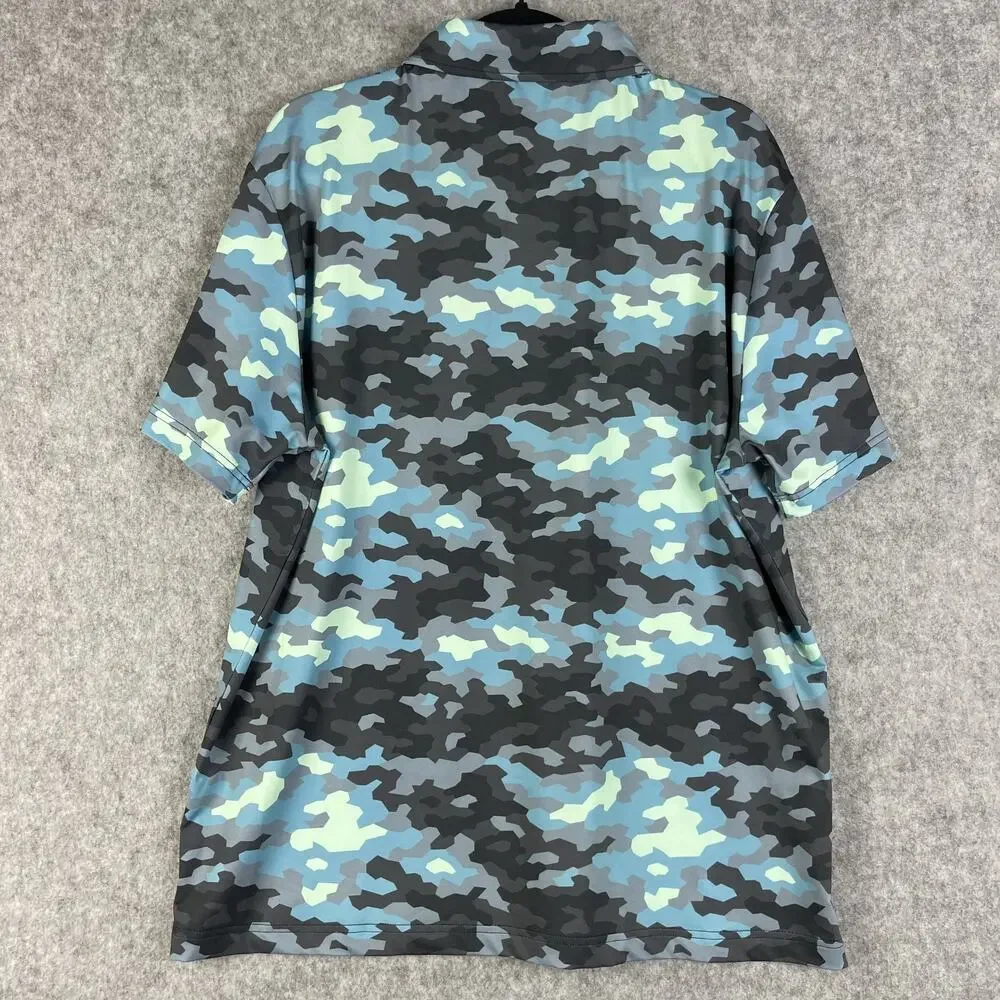 Sunday Swagger Golf Polo Shirt Mens XL Blue Camo Short Sleeve Performance - Picture 10 of 12